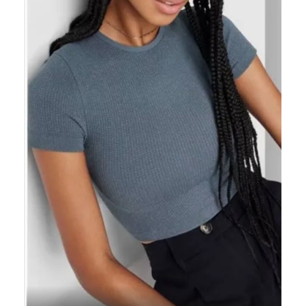 Women's Wild Fable Silver Sparkle Cropped Shirt Small NWT